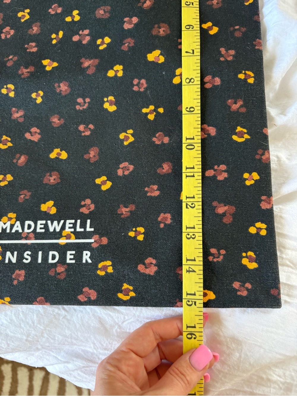 MADEWELL Insider Canvas Reusable Tote Shopping Bag Black Brown Yellow Floral - Picture 7 of 7